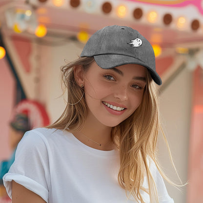 DALIX Ghost Embroidery Dad Hat Baseball Cap Cute Halloween in Black-Vintage