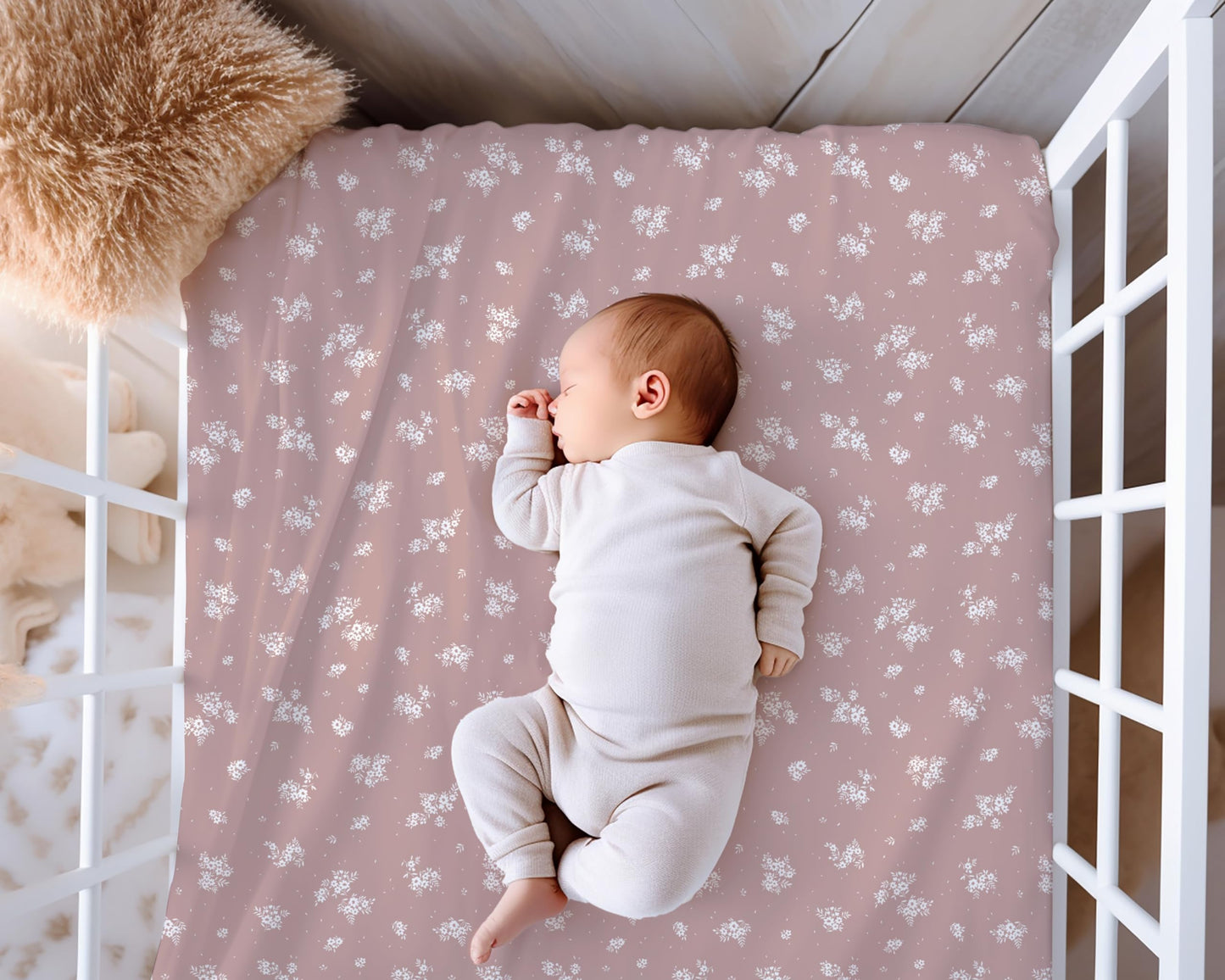 Crib Sheets Neutral - Fitted Baby Crib Sheets Bed for Girl Boy - 2 Pack Standard & Toddler Mattress (Antique Rose) - Buttery Soft Organic Cotton Blend