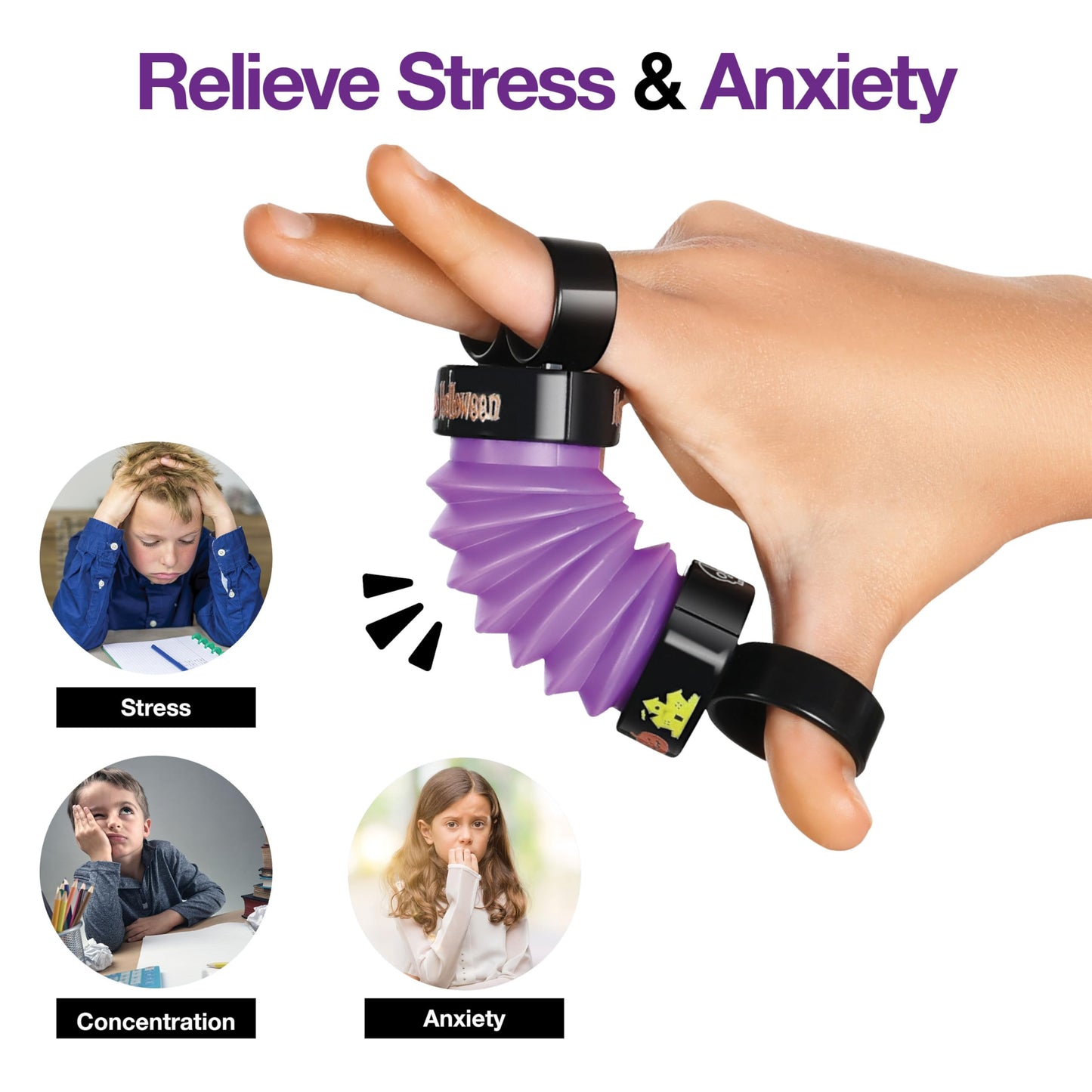 Halloween Party Favors Bulk Stargo Finger Poppers Fidget Toy - Halloween Stocking Stuffers Non-Candy Trick or Treat Toy for Girls & Boys - Halloween Party Bags and Goody Bags Filler - Pack of 10