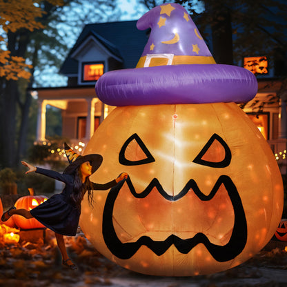 New 10FT Giant Halloween Inflatables Large Pumpkin with Interior Space for Play Blowup Yard Decor with LED Lights Lighted Lawn Outdoor Game Holiday Decorations