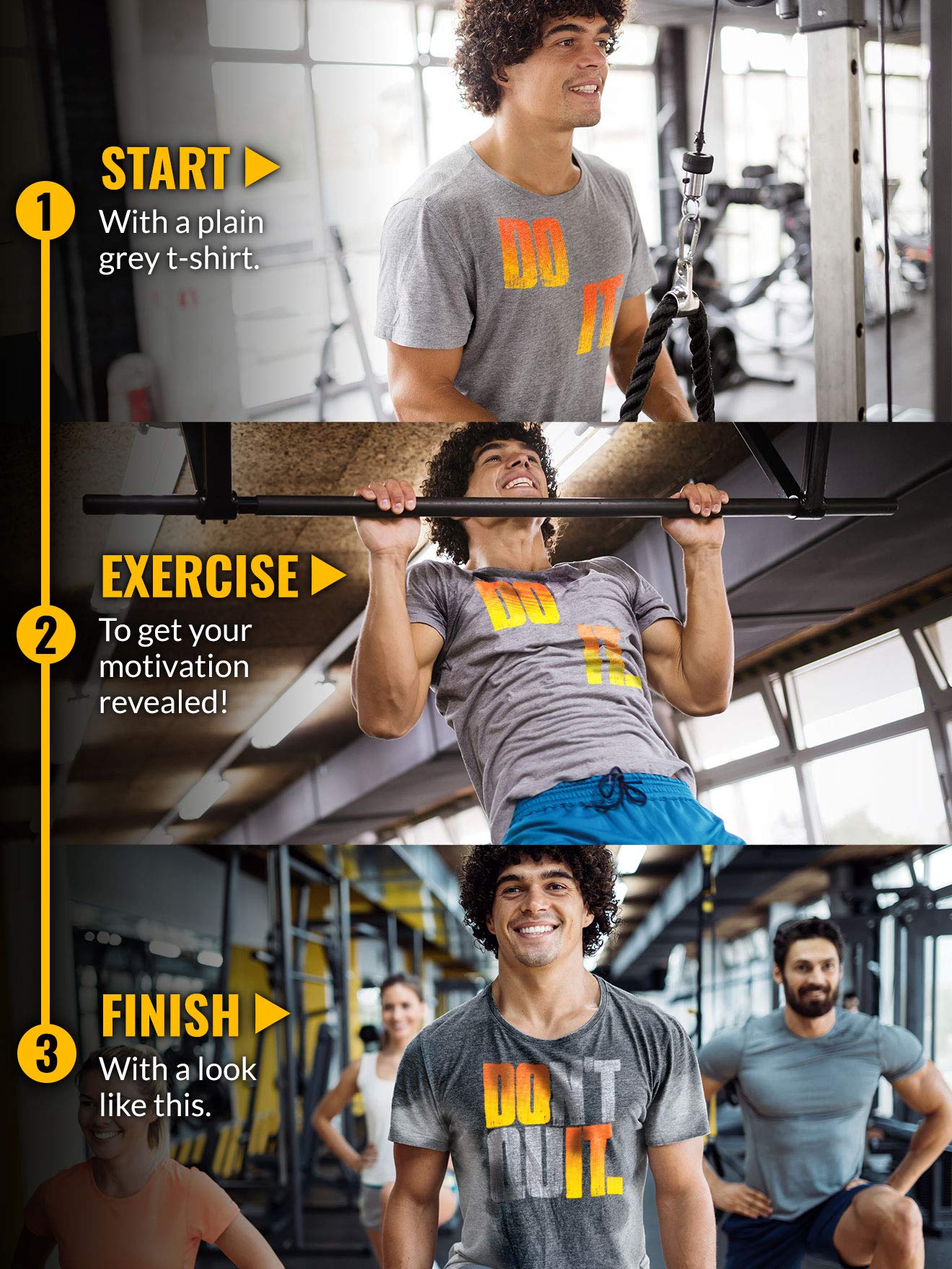 Actizio Men's Workout Shirt Cotton Fabric T-Shirt Short Sleeve Sweat Activated Motivational Exercise Gym Athletic Fit Moisture Wicking Fitness Shirt - Do It - Don't Quit (Size M)