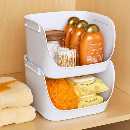 YouCopia ShelfBin Packet Organizer, 4-Tier Stairstep Raised Divided Bin, BPA-Free Storage Caddy for Kitchen Pantry and Cabinet Organization, Tea Bags, Medicine, and More