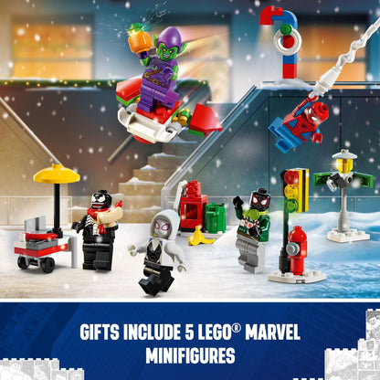 LEGO Marvel Spider-Man Advent Calendar 2024 for Kids - Christmas Advent Calendar with Mini Builds & 5 Minifigures, Ages 7+ - Spider-Man Toy for Boys & Girls - Gift Idea for Holidays - 76293