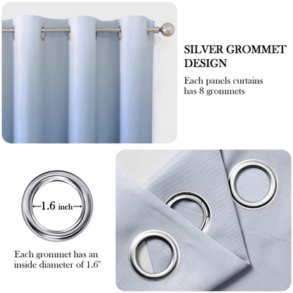 HOMEIDEAS Navy Blue Ombre Blackout Curtains 52 X 84 Inch Length Gradient Room Darkening Thermal Insulated Energy Saving Grommet 2 Panels Window Drapes for Living Room, Bedroom