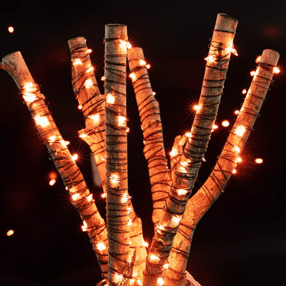 Halloween Orange Fairy String Lights: 12 Pack 7 Ft 20 LED Battery Operated Firefly Lights on Black Wire Starry Moon Lights for DIY Party Bedroom Patio