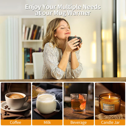 Lerat Coffee Mug Warmer & Mug Set for Desk, Electric Coffee Cup Warmer with Auto Shut Off, 3 Temperature Setting Smart Cup Warmer for Heating Coffee, Milk, Beverage, Candle Jar (Black), 12oz