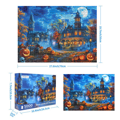 Halloween Puzzles for Adults 1000 Pieces, Halloween House Halloween Puzzle 1000 Piece Puzzle for Adults Halloween Scene Puzzles for Adults Halloween Jigsaw Puzzles 1000 Pieces Halloween Puzzles