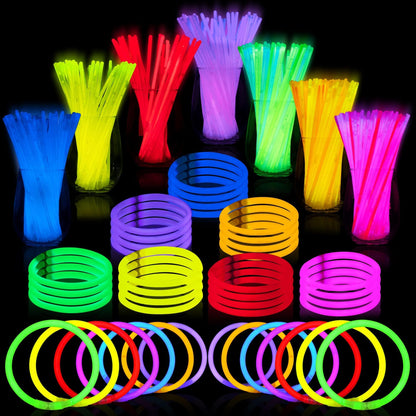 JOYIN 100 Pcs 8" Glowsticks, Bracelets Necklaces, Glow in the Dark Party Favors, Easter, Christmas, Halloween Supplies Pack, Football Party Supplies