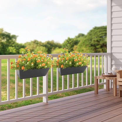 Holensun Railing Planters Outdoor Balcony 16 Inch Deck Over The Railing Planter Boxes Hanging Planters for Fence Flower 3 Pcs (Black)