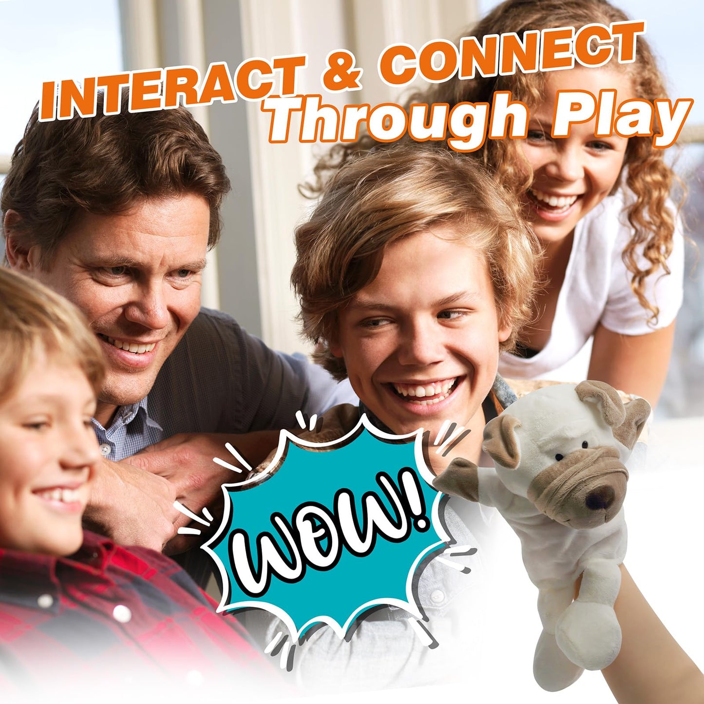 Easfan Puppy Hand Puppet Soft Animal Plush Toy with Movable Mouth Interactive Storytelling Cute Dog Toys Creativity and Imagination Christmas Birthday Gifts for Toddlers Kids,12.5''