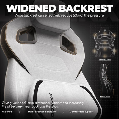 Dowinx Fabric Gaming Chair with Footrest, Big and Tall Gamer Chair with Lumbar Support, Wide Back Computer Chair for Heavy People, Grey