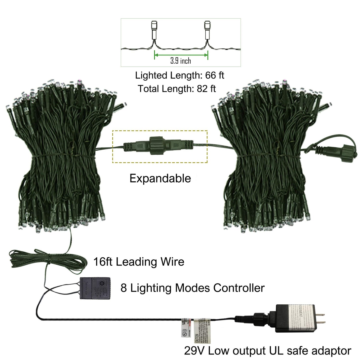 Twinkle Star 200 LED 66FT Halloween Fairy String Lights, Halloween Decoration Lights with 8 Lighting Modes, Mini String Lights Plug in for Indoor Outdoor Christmas Garden Wedding Party Decor, Orange