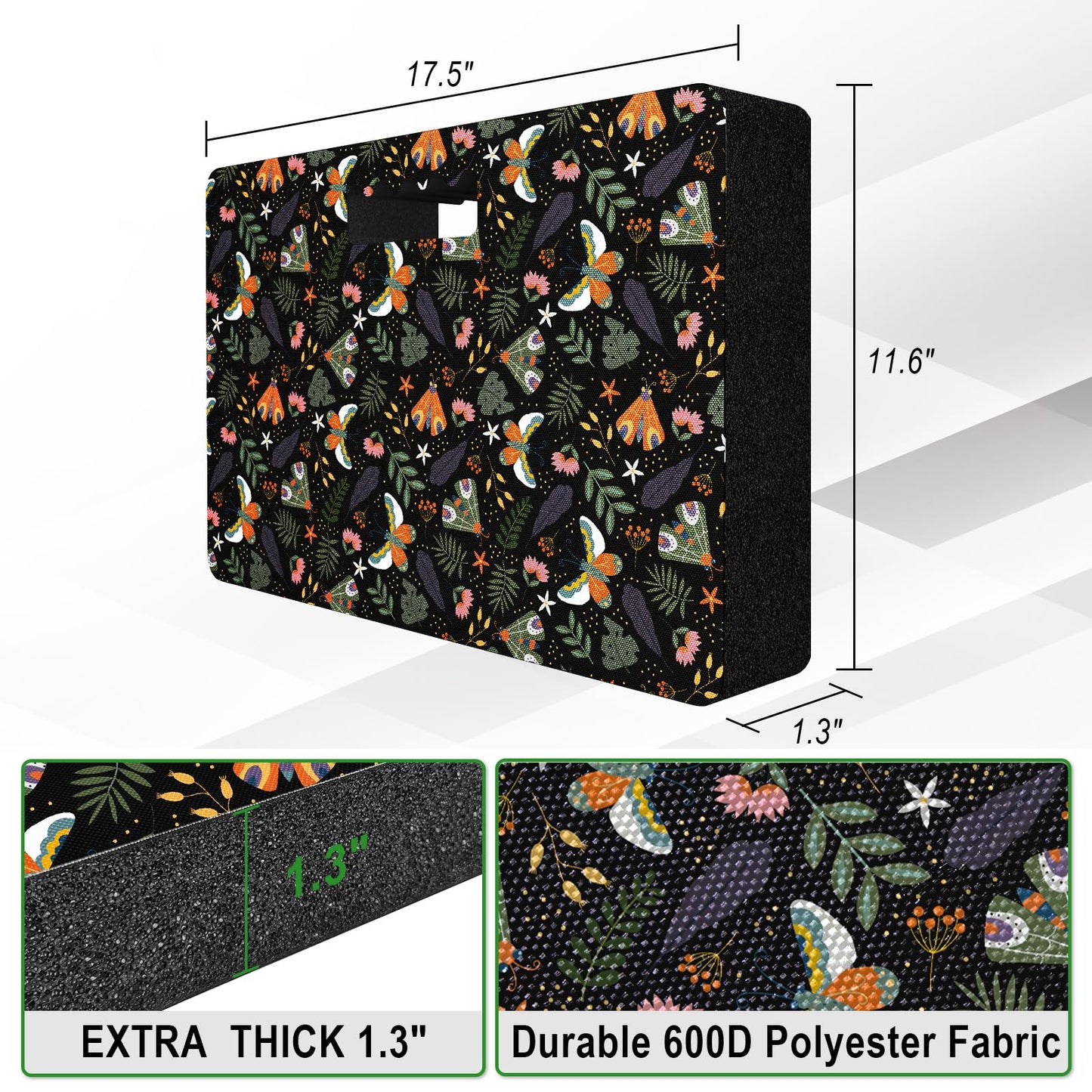 FREEKYROCK Extra Thick Kneeling Pad — Heavy Duty, Extra Large Foam Kneeler Mat for Gardening, Water & Dirt Resistant, Lightweight, Butterfly