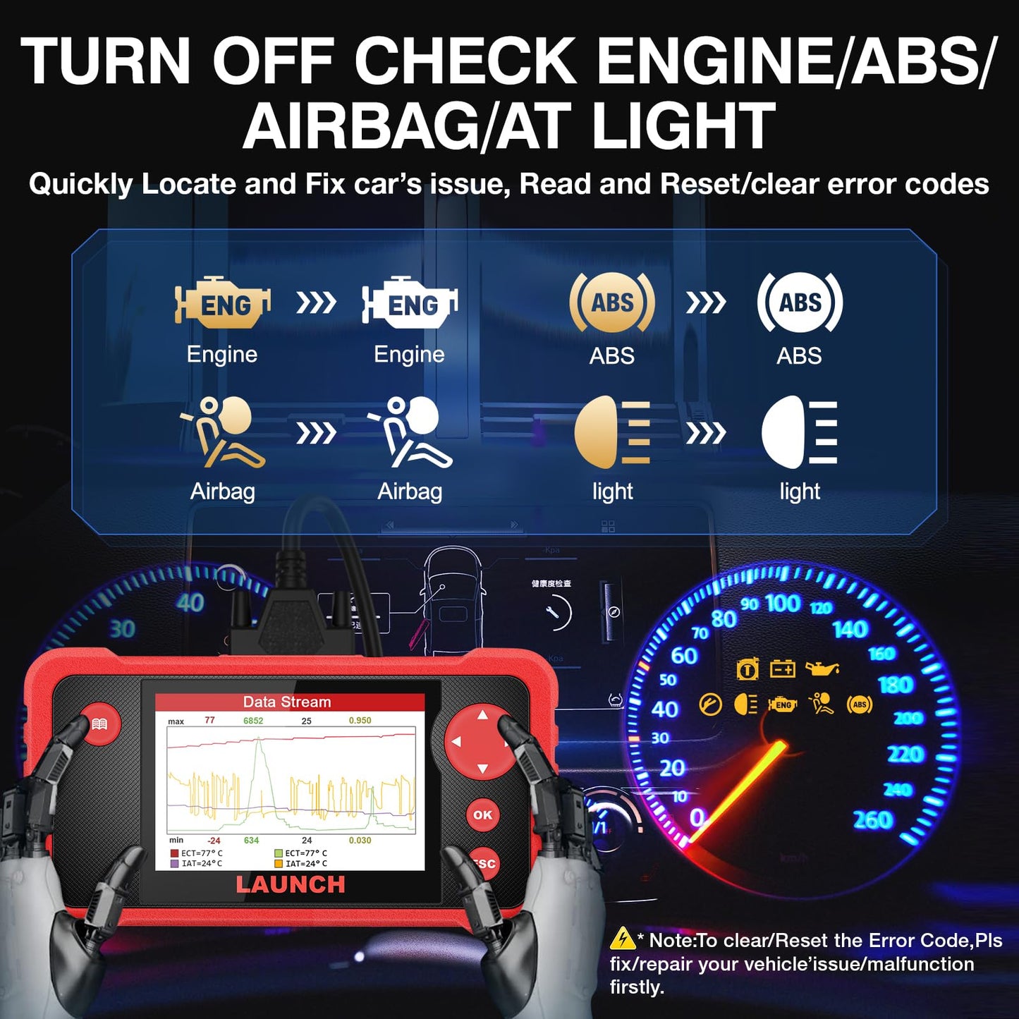 LAUNCH CRP123 V2.0 Elite OBD2 Scanner-2025 New Model Engine/ABS/SRS/Transmission Diagnostic Scan Tool SRS Airbag Code Reader,3 Reset Oil Service/Throttle Relearn/SAS Reset,Free Update