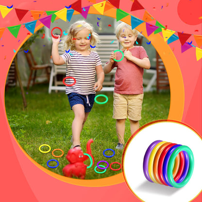 Civaner 72 Pcs Ring Toss Rings Game Plastic Carnival Ring Toss for Speed Agility Practice, Fun Target Toys Carnival Halloween Party Favors Throw Bottle Sports Yard Family Game(1.5 Inch,Mix Colors)