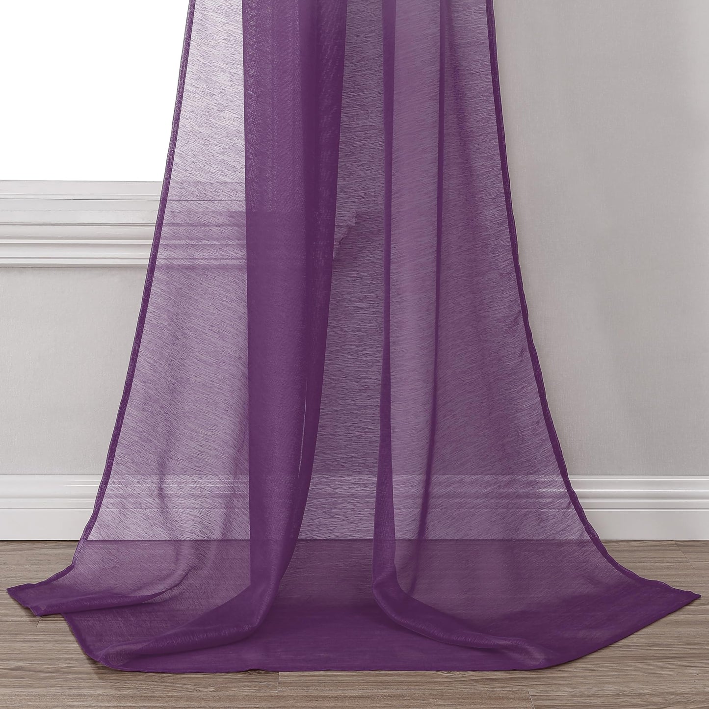 DONREN Royal Purple Window Scarf for Background - Luxury Soft Sheer Scarf Add to Window Curtains for Enhanced Effect (52 by 216 Inch,1 Pack)
