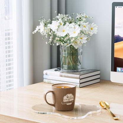 Leadiy Acrylic Coaster Decorative Plates, Irregular Bar Drink Coaster, Clear Cloud Shape Coffee Cup Coaster, Perfect for Tabletop Protection and Accessories Display.(Clear)