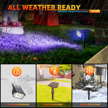 LEREKAM Solar Outdoor,40 LEDs Color Changing RGB Solar Landscape Path Lights,USB & Solar Powered Multicoloured Spotlights,14 Colors Auto Cycling Spotlights for Yard,Garden,2 Pack