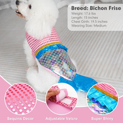 cyeollo Dog Costumes for Large Dogs Sparkly Mermaid Cosplay Clothes Pet Costme Birthday Party Outfit Dog Halloween Costumes Size XL