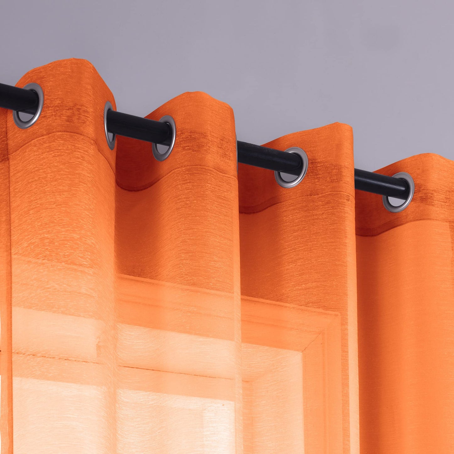 Halloween Curtains for Living Room,Bright Pumpkin Orange Color Sheer Fall Curtains for Bedroom Dining Room 84 Inches Long 2 Panels Set