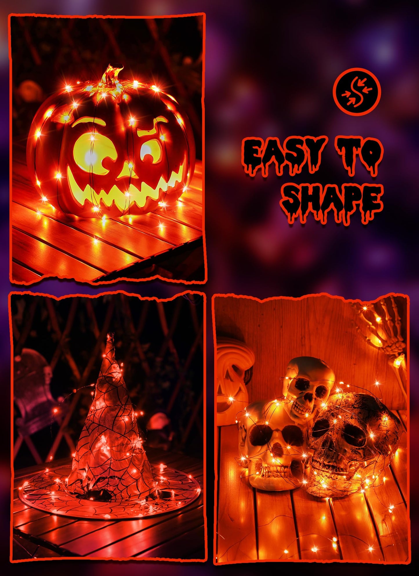 5 Pack Fairy Lights Battery Operated, 7 Feet 20 Led String Lights with Timer, Waterproof Firefly Lights for Party Haunted House Indoor Outdoor Halloween Decorations, 6 Hours on/18 Hours Off, Orange