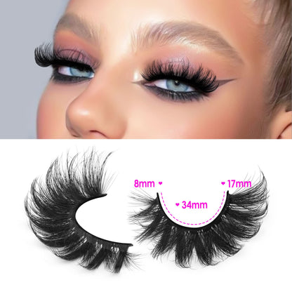 JIMIRE Faux Mink Lashes Fluffy Volume False Eyelashes Pack Dramatic Natural Look Wispy Cat Eye 18MM Fake Lashes 7 Pairs