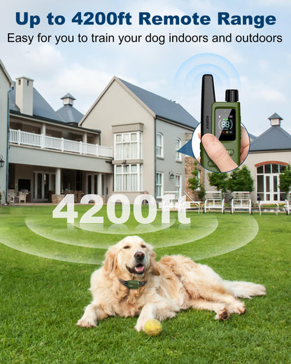 Jugbow Dog Shock Collar - 4200FT Dog Training Collar with Remote Innovative IPX7 Waterproof with 4 Training Modes, Rechargeable E-Collar for All Breeds