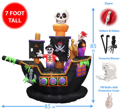 Halloween Inflatable Skeletons & Ghosts on Pirate Ship