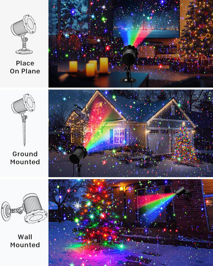 Laser Christmas Projector Lights Outdoor, Christmas Decorations Stars Light Show, Holiday Projector Decorations for House/Garden/Party