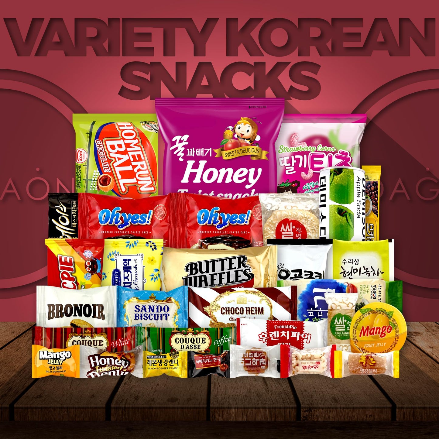 Dagaon Favorite Korean Snack Box 30 Count - Appetizing Gift and Care Package for any occasions and everyone. Variety of Korean Treats Including Top Picked Chips, Biscuits, Cookies, Pies, Candies.