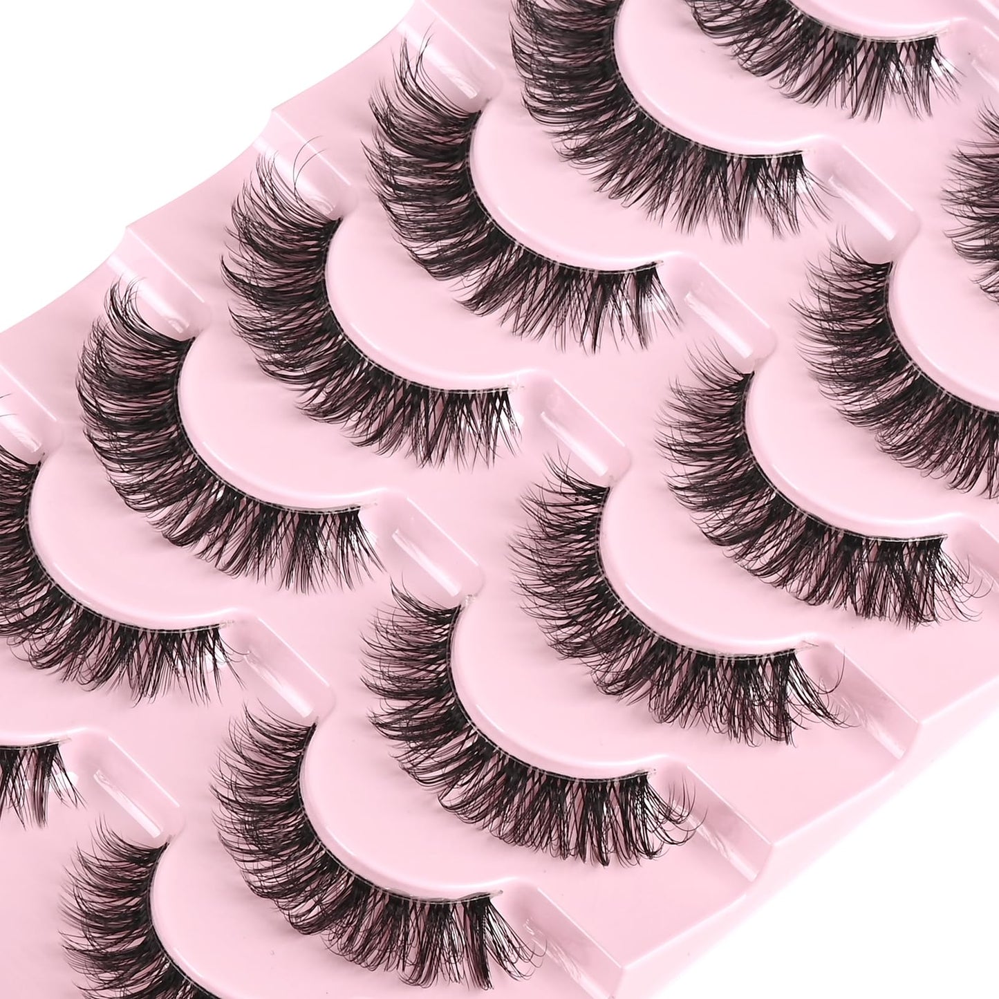 FARRED Cat Eye Lashes Natural Eyelashes Short Wispy Lash Strips Volume Eyelash Cateye Medium Length False Lashes Natural Looking Hybrid Clusters Full Strip Lashes (A1 | 8-14MM)