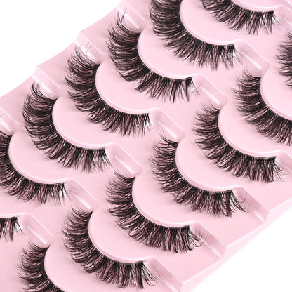 FARRED Cat Eye Lashes Natural Eyelashes Short Wispy Lash Strips Volume Eyelash Cateye Medium Length False Lashes Natural Looking Hybrid Clusters Full Strip Lashes (A1 | 8-14MM)