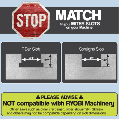 Fulton Precision Miter Gauge with Aluminum Miter Fence with 45 Degree Angled Ends for Maximum Stock Support and a Repetitive Cut Flip Stop