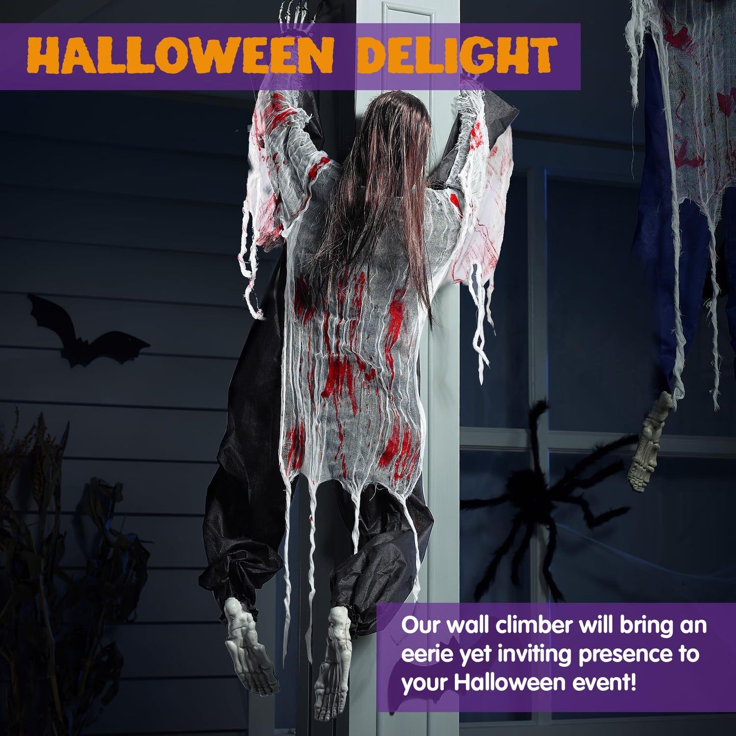 JOYIN 47" Halloween Climbing Zombies Wall Decoration Outdoor (2 Pcs), Halloween Zombie Undead for Haunted House Prop, Yard Patio Wall Decoration Party Supplies