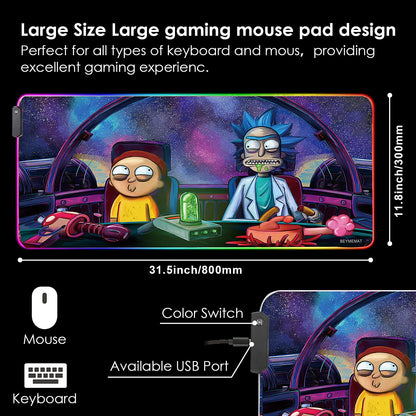 Envysun RGB Mouse Pad LED Light Gaming Mouse Pad with Rubber Base Colorful Computer Carpet Desk Mat for PC Laptop (800x300mm feidie)