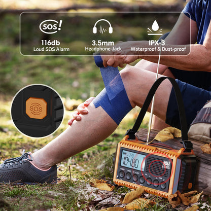 5000 Emergency Weather Radio with AM/FM/NOAA/SW, 5 Ways Powered Solar Hand Crank Alert Radio with LCD Display&SOS, Portable Radio with Cellphone Charger, Flashlight, Reading Lamp, Headphone Jack