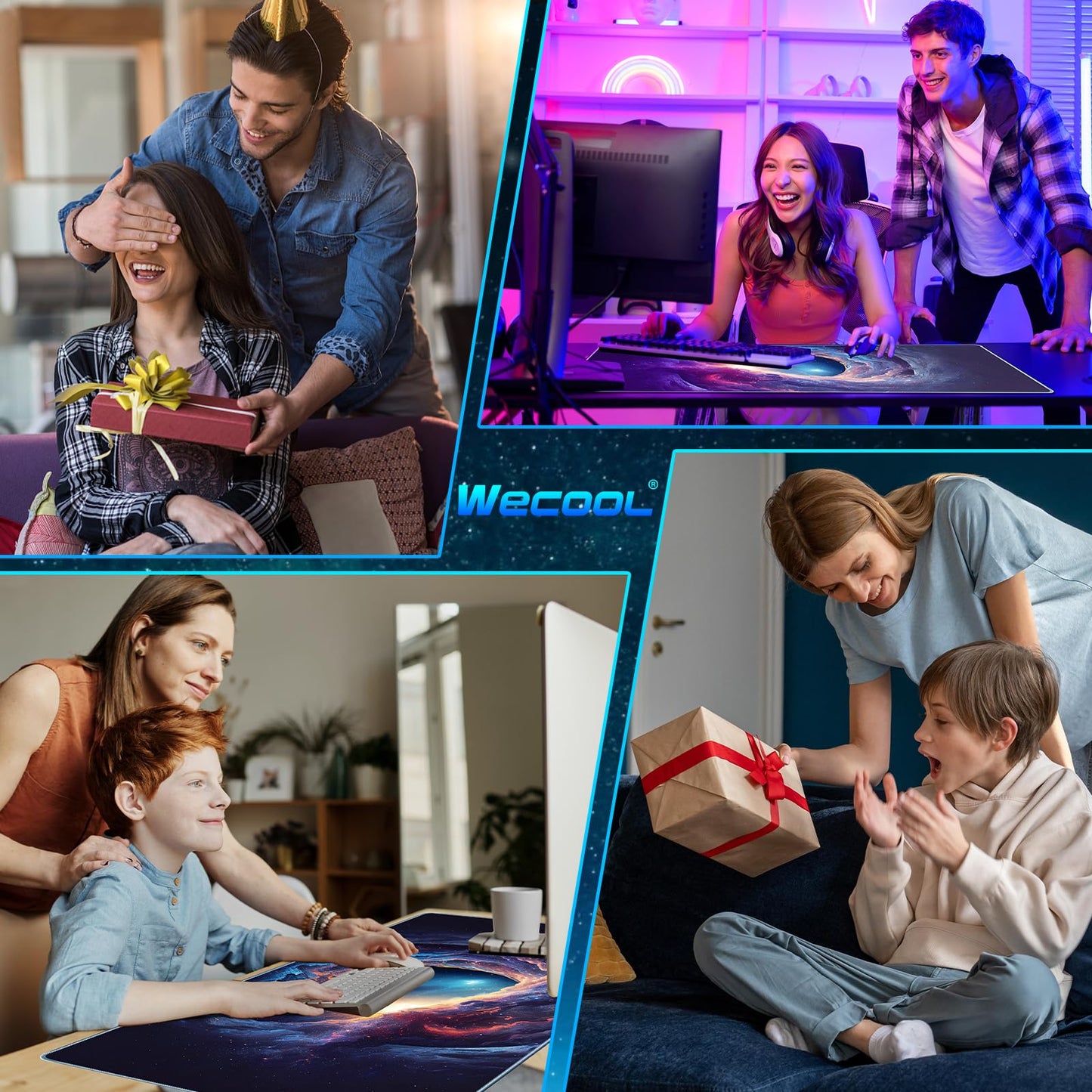 Large Gaming Mouse Pad, Technological Nebula Style Professional Gaming Mousepad, Non-Slip Waterproof Rubber Base Mouse Pad for Gaming & Office & Home, 31.5 x 11.8inch Full Desk Mouse Pad