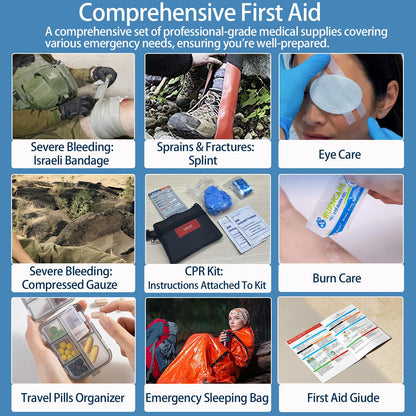 Comprehensive First Aid Kit, Premium Emergency Trauma Kits with Shoulder Strap for Car Camping Gear, Labelled Compartments Survival Kit, Home Essentials, Outdoor Emergency Medical Supplies -324 Piece