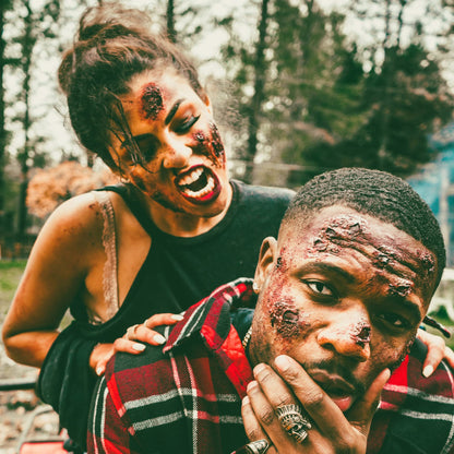 DELISOUL Professional Special Effects SFX Makeup Kit,12 Colors Face Body Paint Palette,Wound Modeling Scar Wax,Coagulated Fake Blood,10 Purple Brushes,Spatula Tool,Stipple Sponge for Halloween Costume