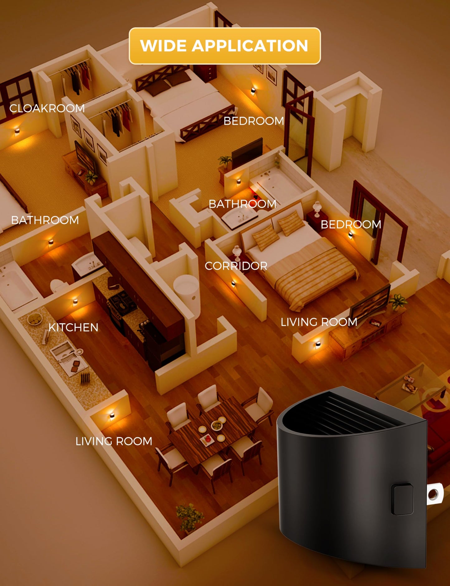 L LOHAS LED Night Light 2 Pack, Night Lights Plug into Wall, Dusk to Dawn Sensor Nightlight, 3 Level Brightness Adjustable, 1600K Amber Light