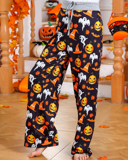 Halloween Pajama Pants Kids Pumpkin Bottoms 9-10 Years Loose Sleepwear Pyjamas For Girls Party Ugly Trouser All Hallow's Day Pajamas Size 10