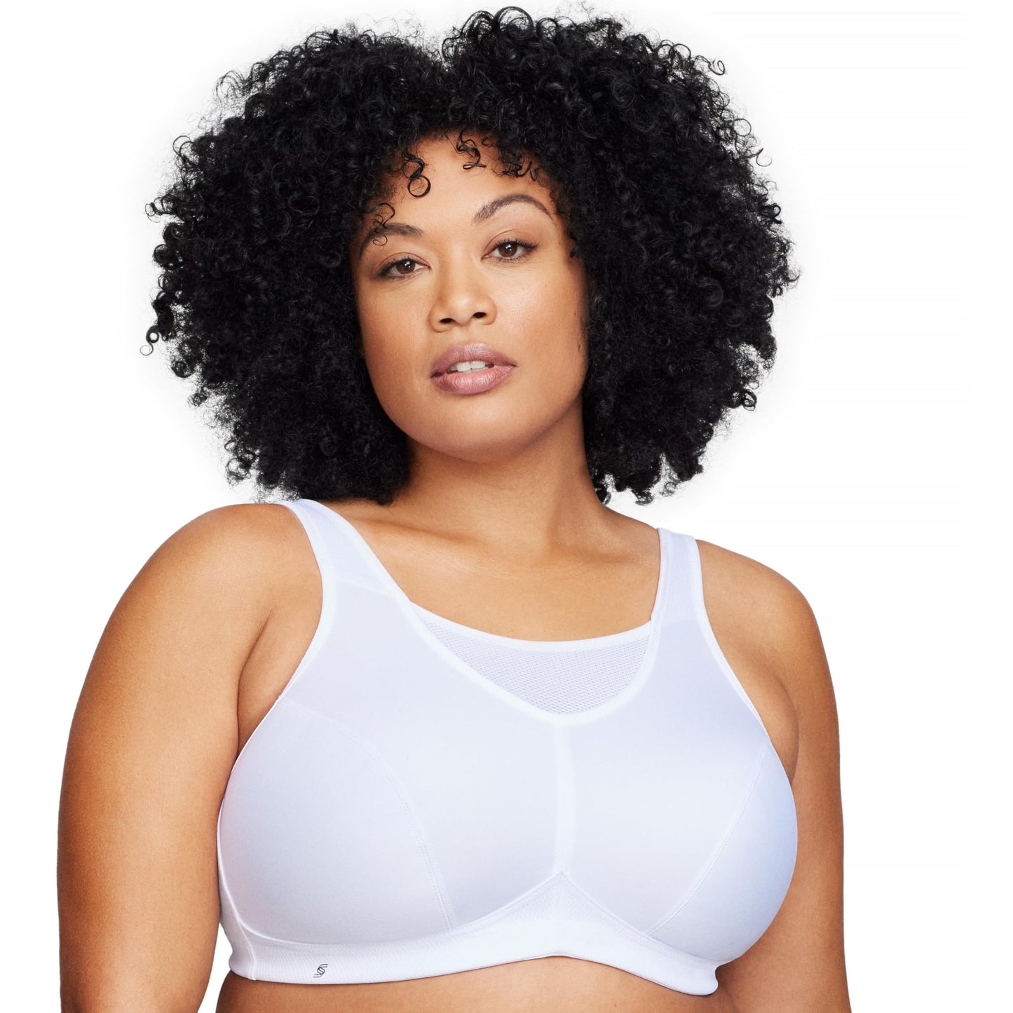 Full Figure Plus Size No-Bounce Camisole Sports Bra Wirefree #1066 White