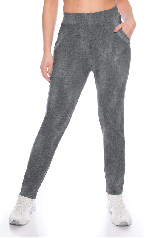 Kendindza Women's Thermal Leggings, Denim Look, Lined with Inner Fleece, Basic, Opaque