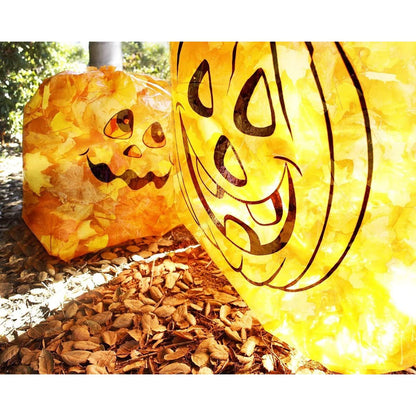 Juvale Pumpkin Yard Bags - 6-Pack Orange, 4 Small 8-Gal & 2 Medium 34-Gal - Halloween Leaf & Yard Waste Bags - Durable Decorative Sacks for Halloween Party Supplies