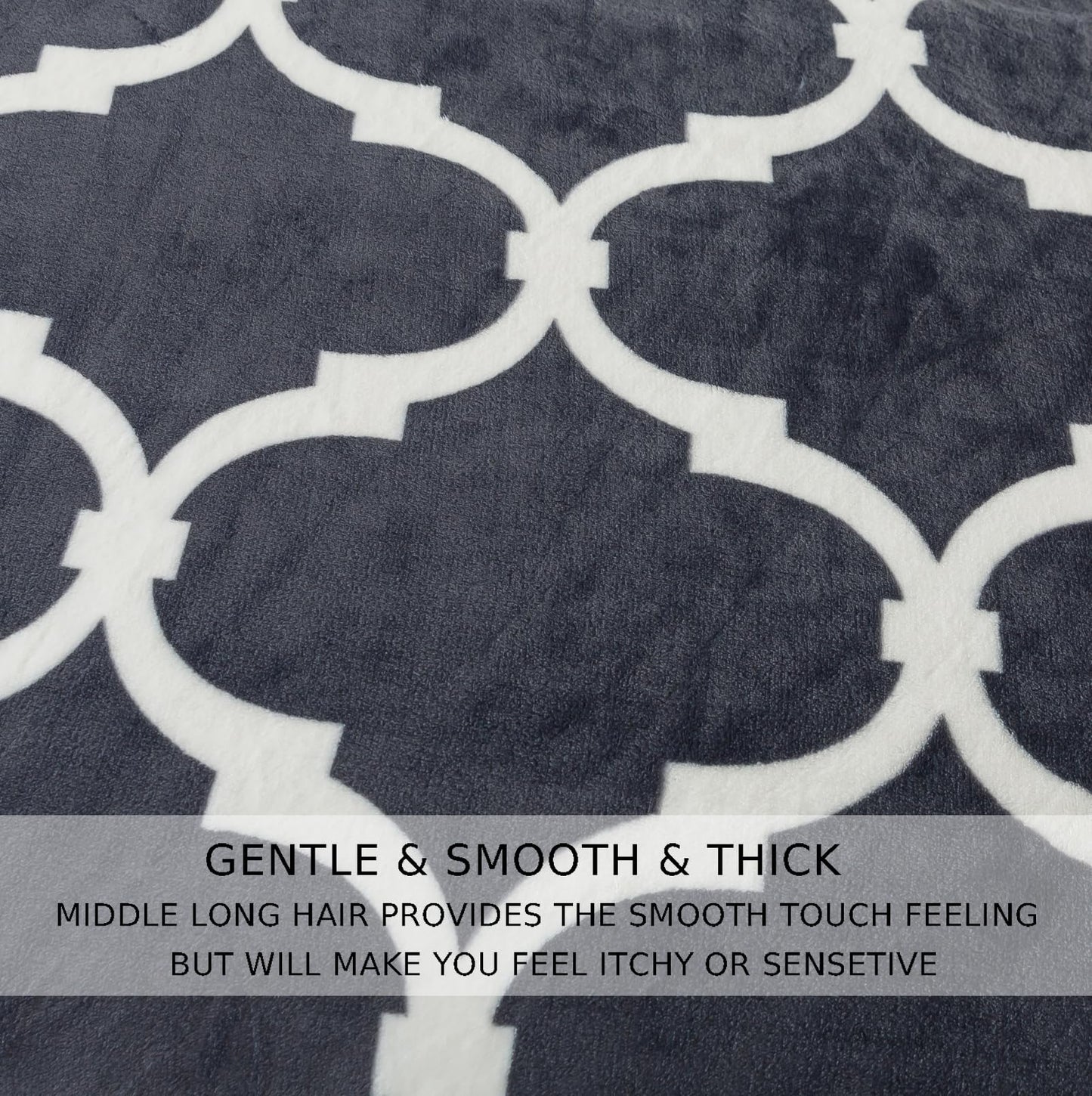 Gray Pattern King Size Blanket,90x108 Inches Microfiber Soft Cozy Fluffy Warm Hand Made Throw Blankets for King Calking Bed,Couch, Sofa, Chair, Camping, Picnic,Grey and White