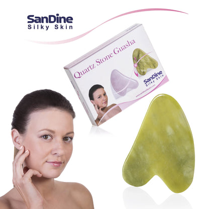 Guasha Scraping Massage Tool – Jade Gua Sha Board - Traditional Scraper Tool for Anti-Aging - Natural Stone Aventurine Guasha - For Silky Smooth and Beautiful Skin - By Sandine