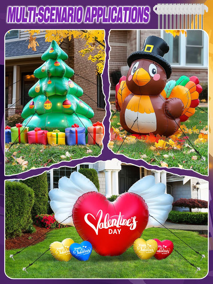 12 Pcs Halloween Metal Inflatables Stakes - Heavy Duty Inflatable Stakes and Tethers, Yard Ground Blow Up Stake Pegs for Halloween Outdoor Inflatable Decoration Tie Downs Gifts