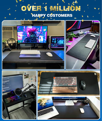 KTRIO Large Gaming Mouse Pad with Superior Micro-Weave Cloth, Extended Desk Mousepad with Stitched Edges, Non-Slip Base, Water Resist Keyboard Pad for Gamer, Office & Home, 31.5 x 11.8 in, Black