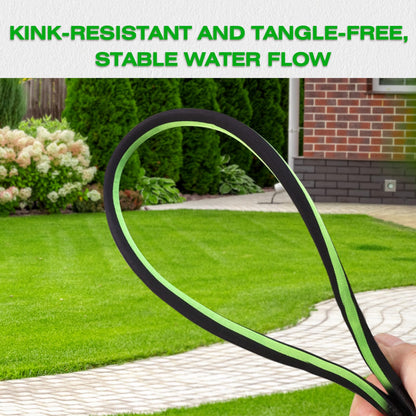 HODUP 25 ft Garden Hose - Lightweight, Super Flexible, Non-Expanding, Kink-Free, Ideal for Yard Outdoor Use with Convenient Storage (Black-Green, 25 FT)
