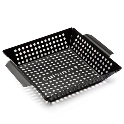Cuisinart 11" x 11" Non-Stick Grill Wok, Perforated BBQ Grill Basket for Grilling Veggies, Meat & Stir-Fry, Outdoor Grilling Basket for Charcoal and Gas Grills